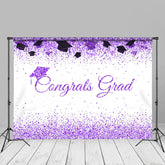 Aperturee - Purple Glitter White Congrats Grad Photo Backdrop